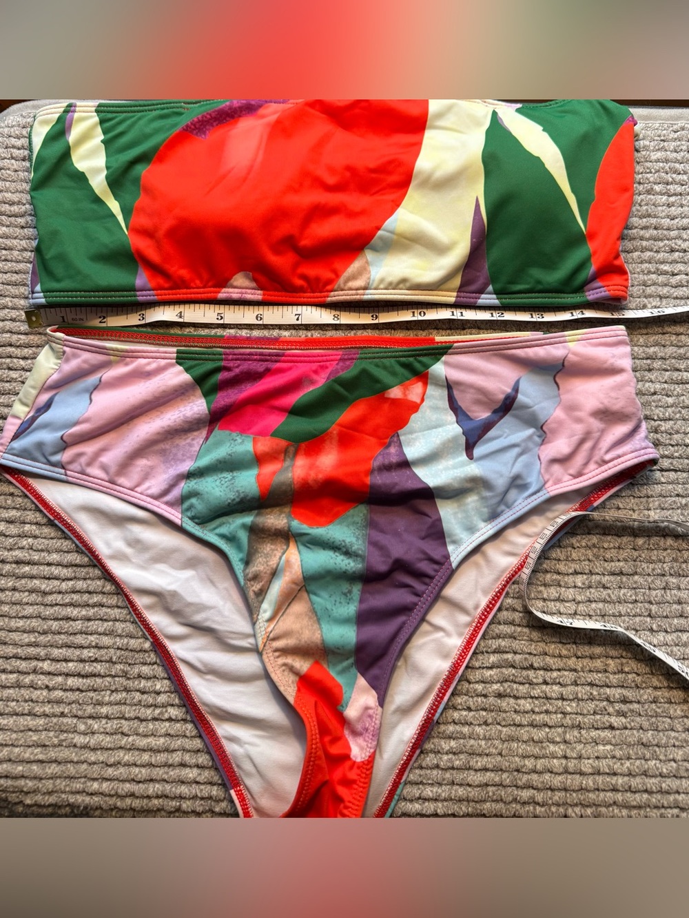 Women’s Colorful Abstract Print Bikini Set w/ Sheer Cover Up